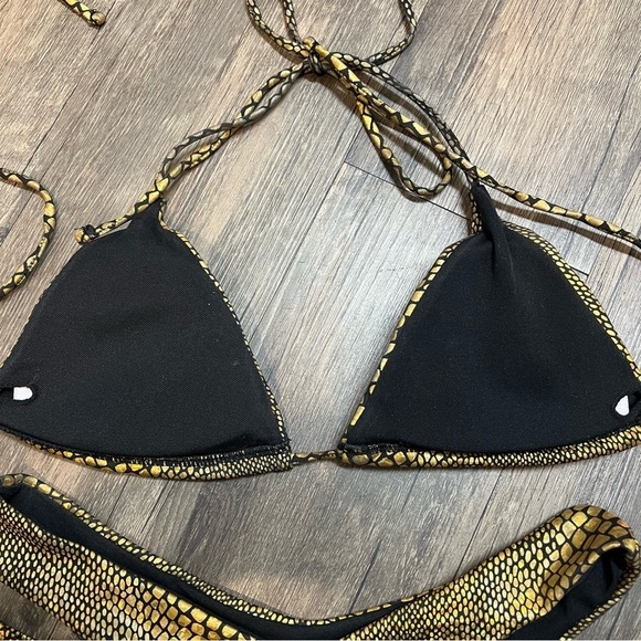 Swimwear Crocodile Print Set 3 Piece Bikini Bathing Suit With Cover Up Skirt M - Picture 13 of 16